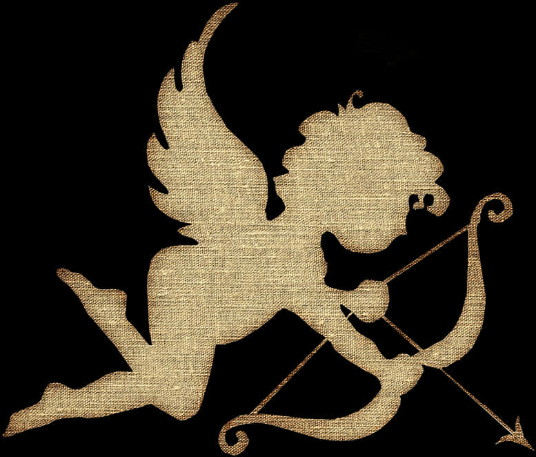 Golden Cupid Silhouette PNG