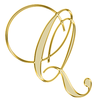 Golden Cursive Letter Q PNG