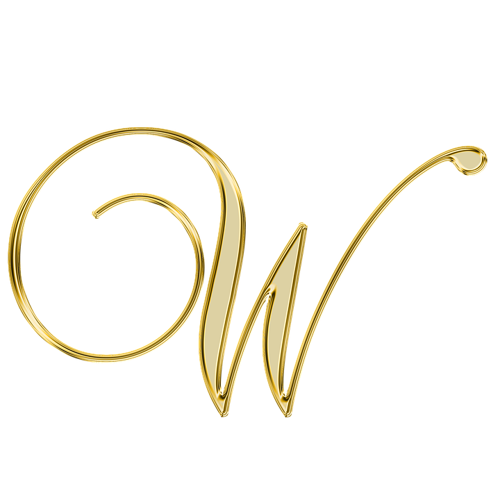 Golden_ Cursive_ Letter_ W PNG