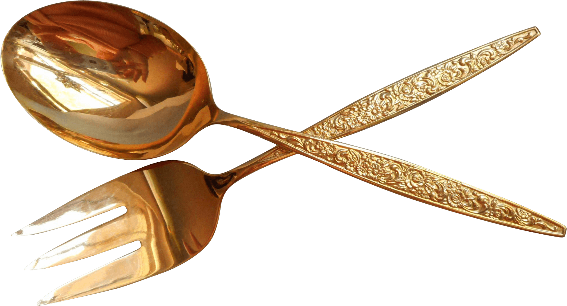 Golden Cutlery Crossed PNG