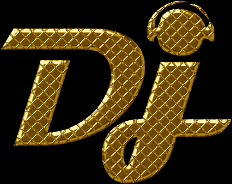 Golden D J Logowith Headphones PNG