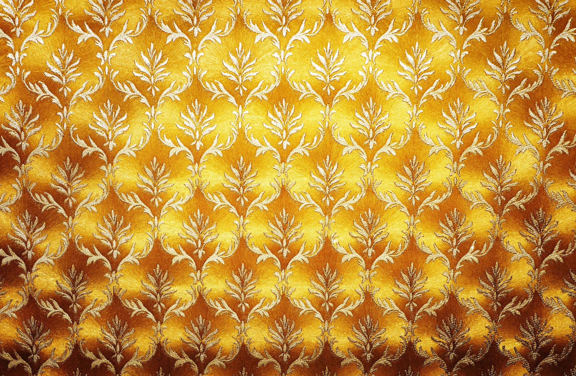 Golden Damask Fabric Pattern Wallpaper