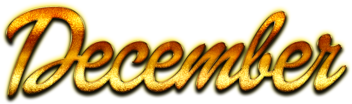 Golden December Text Design PNG