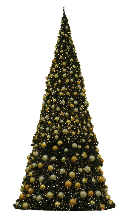 Golden Decorated Christmas Tree PNG