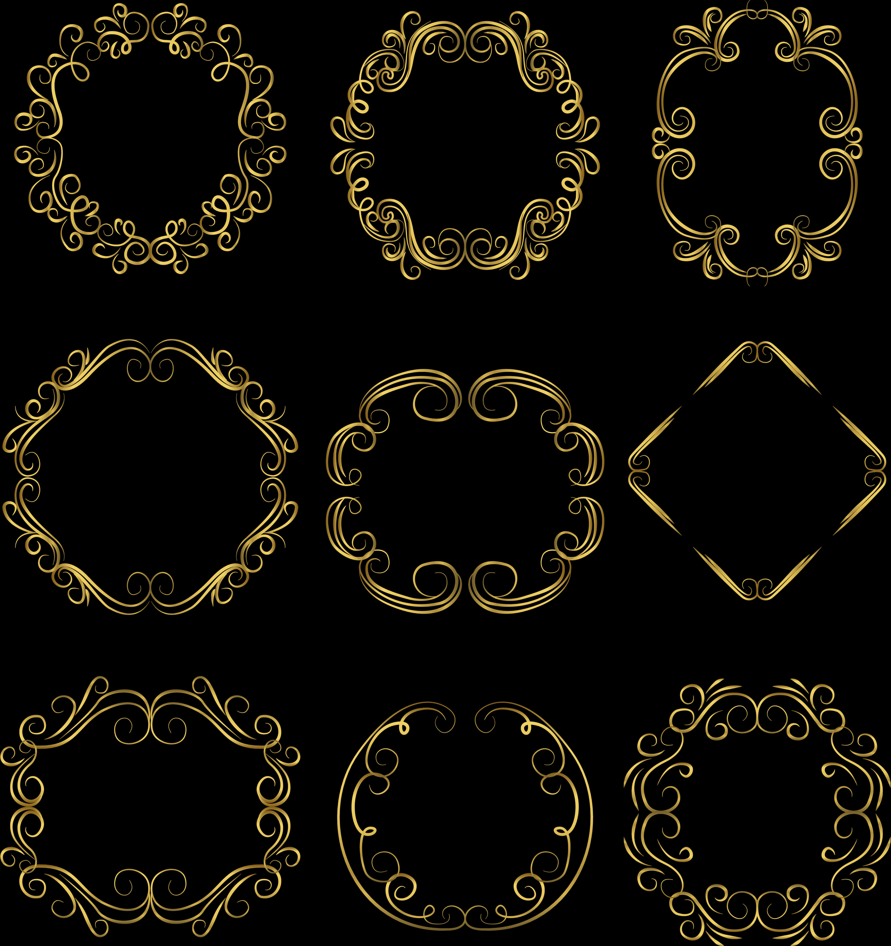Golden Decorative Circle Vectors PNG