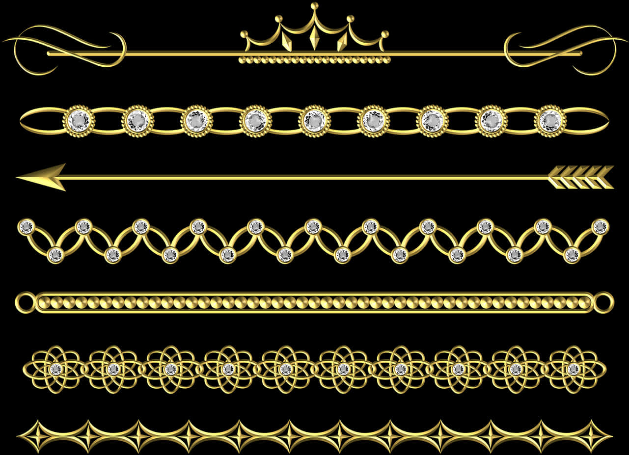 Golden Decorative Dividers Collection PNG
