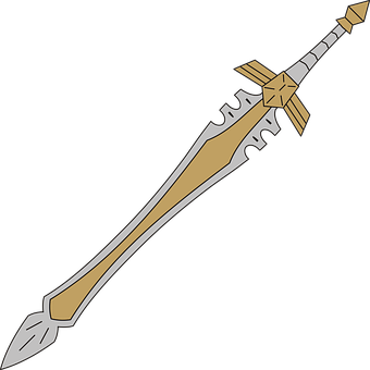 Golden Decorative Sword Illustration PNG