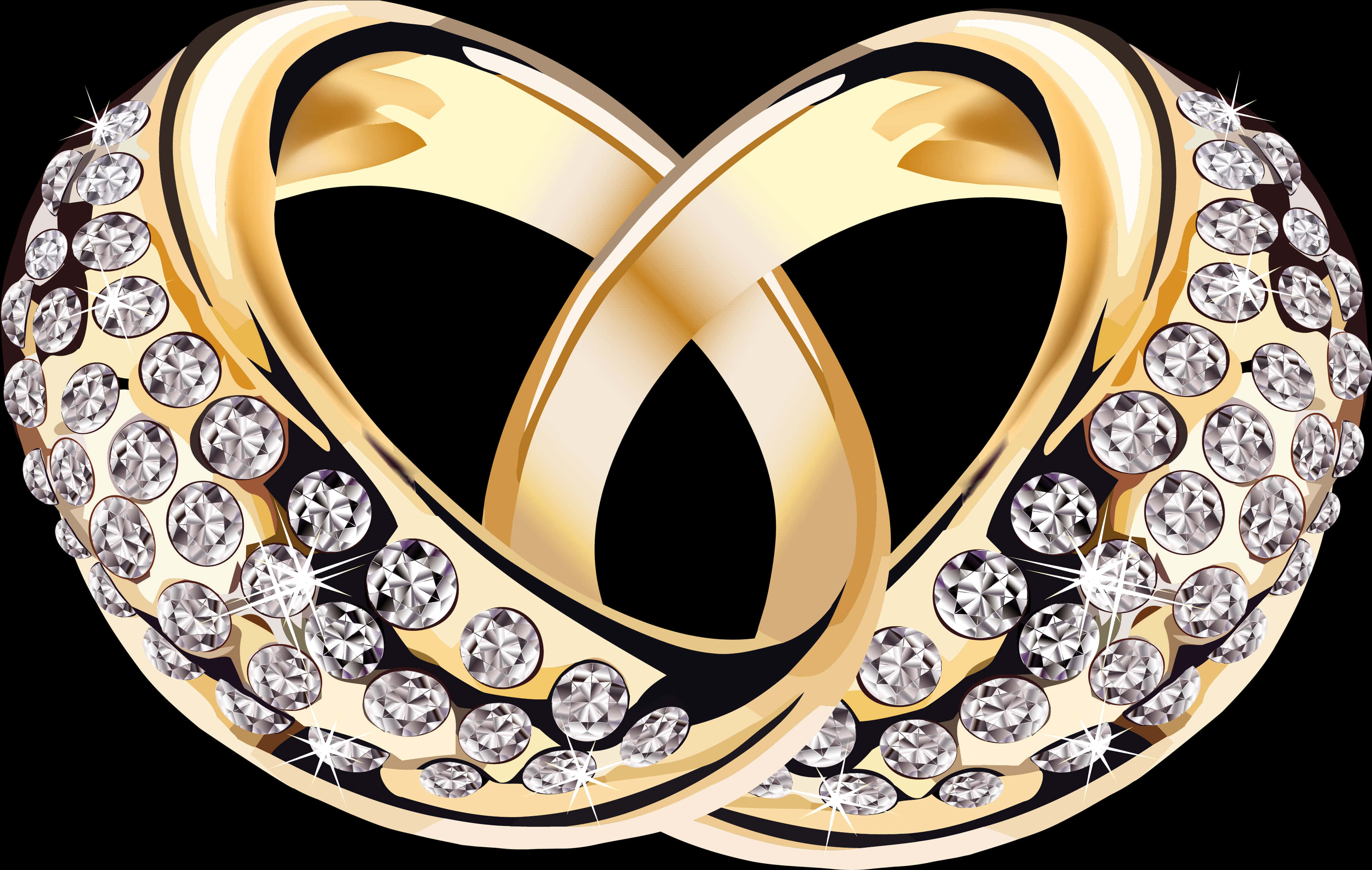 Golden Diamond Infinity Ring PNG