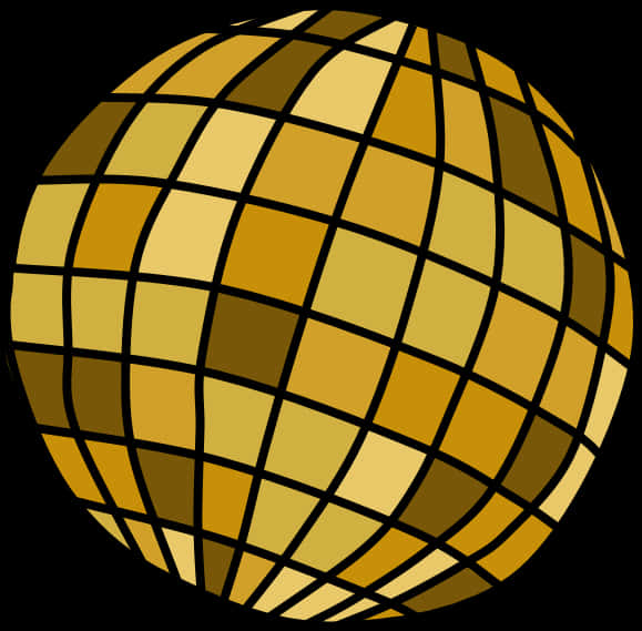 Golden Disco Ball Illustration PNG