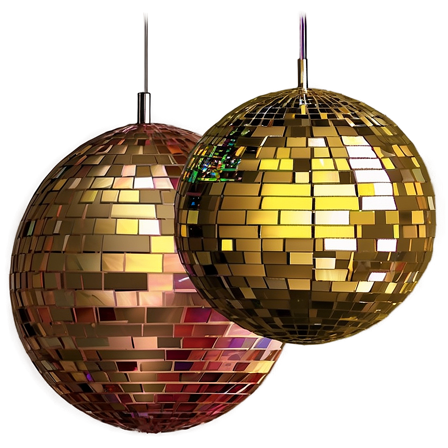 Golden Disco Balls Hanging PNG