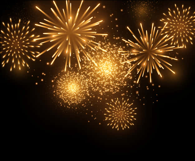 Golden Diwali Fireworks Display PNG