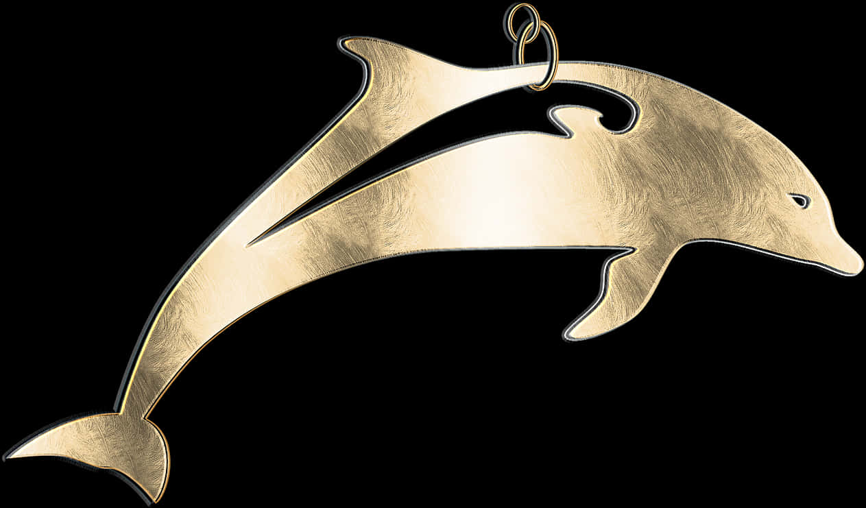 Golden Dolphin Pendant Design PNG