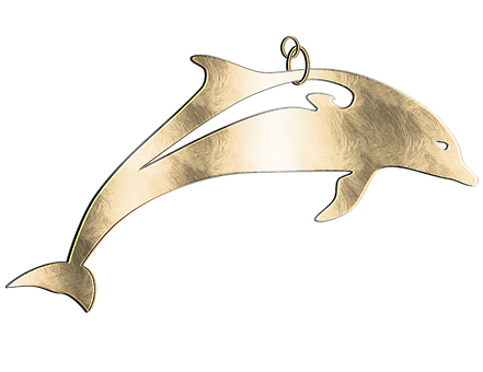 Golden Dolphin Pendant Design PNG