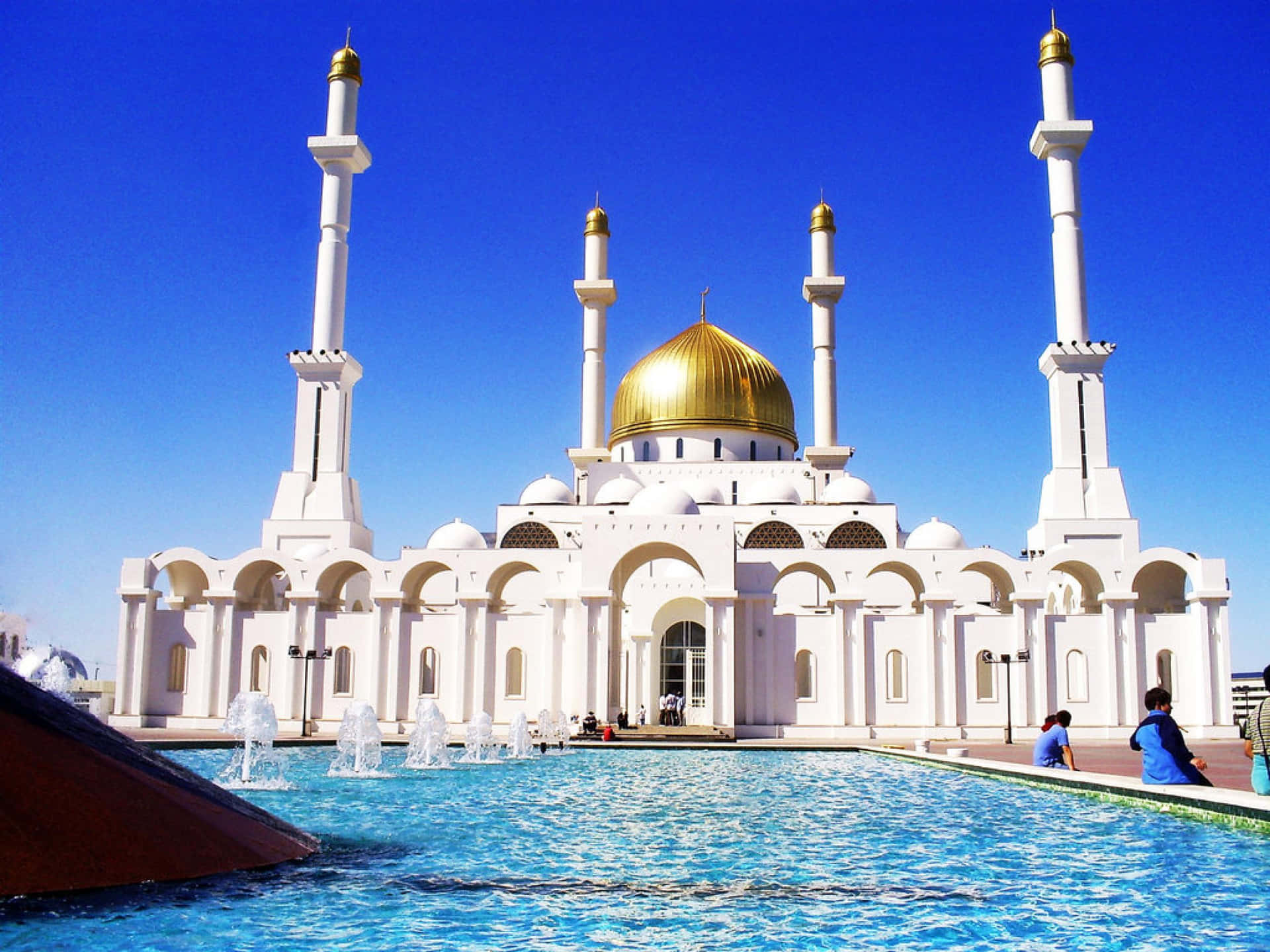 Golden Domed Mosque Clear Sky Wallpaper