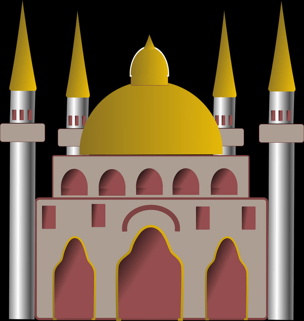 Golden Domed Mosque Illustration PNG