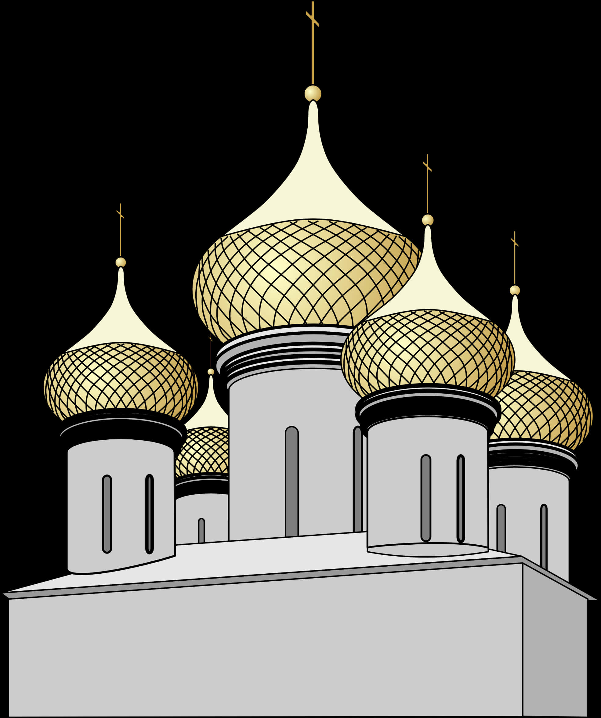 Golden Domed Orthodox Cathedral Illustration PNG