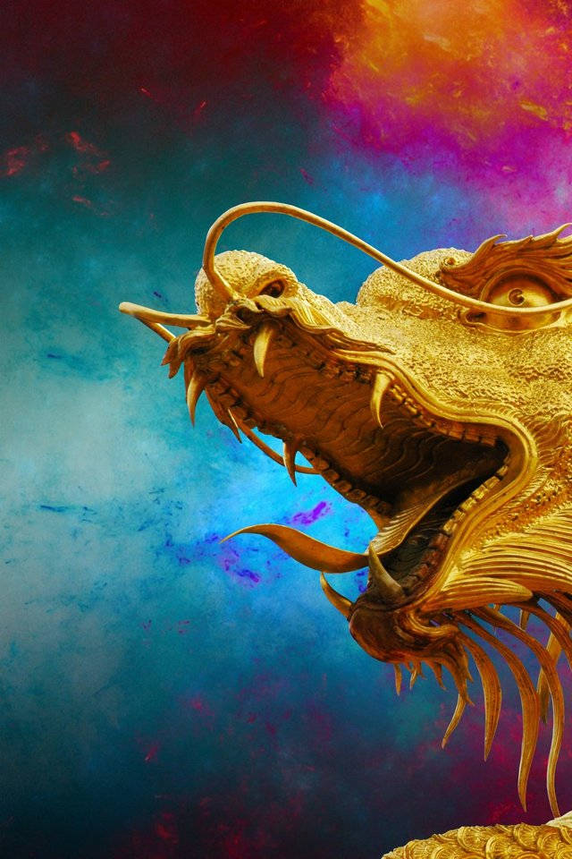 Golden Dragon Colorful Wallpaper