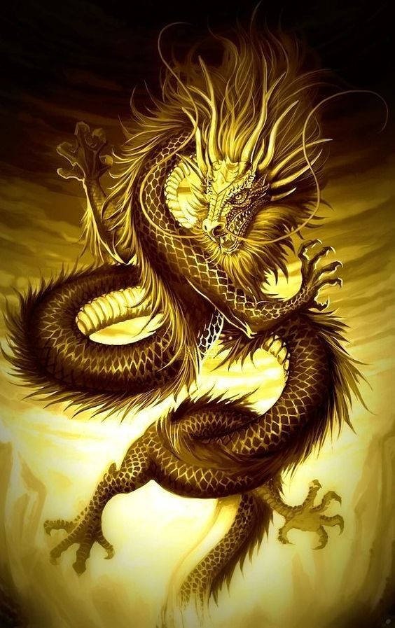 Golden Dragon Glowing Wallpaper