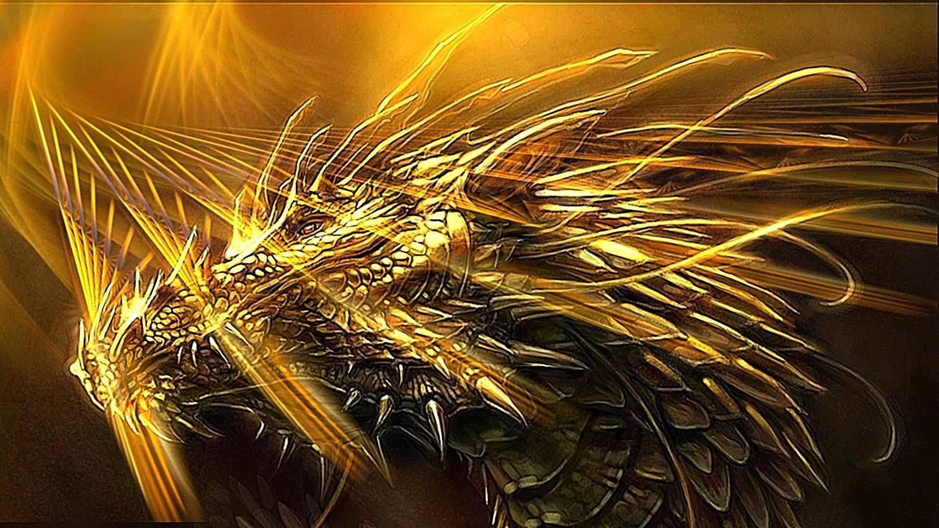 Golden Dragon Rays Wallpaper