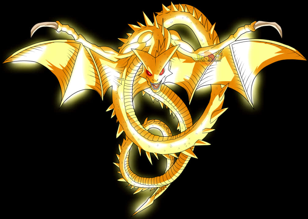 Golden Dragon Shenron Dragon Ball Artwork PNG