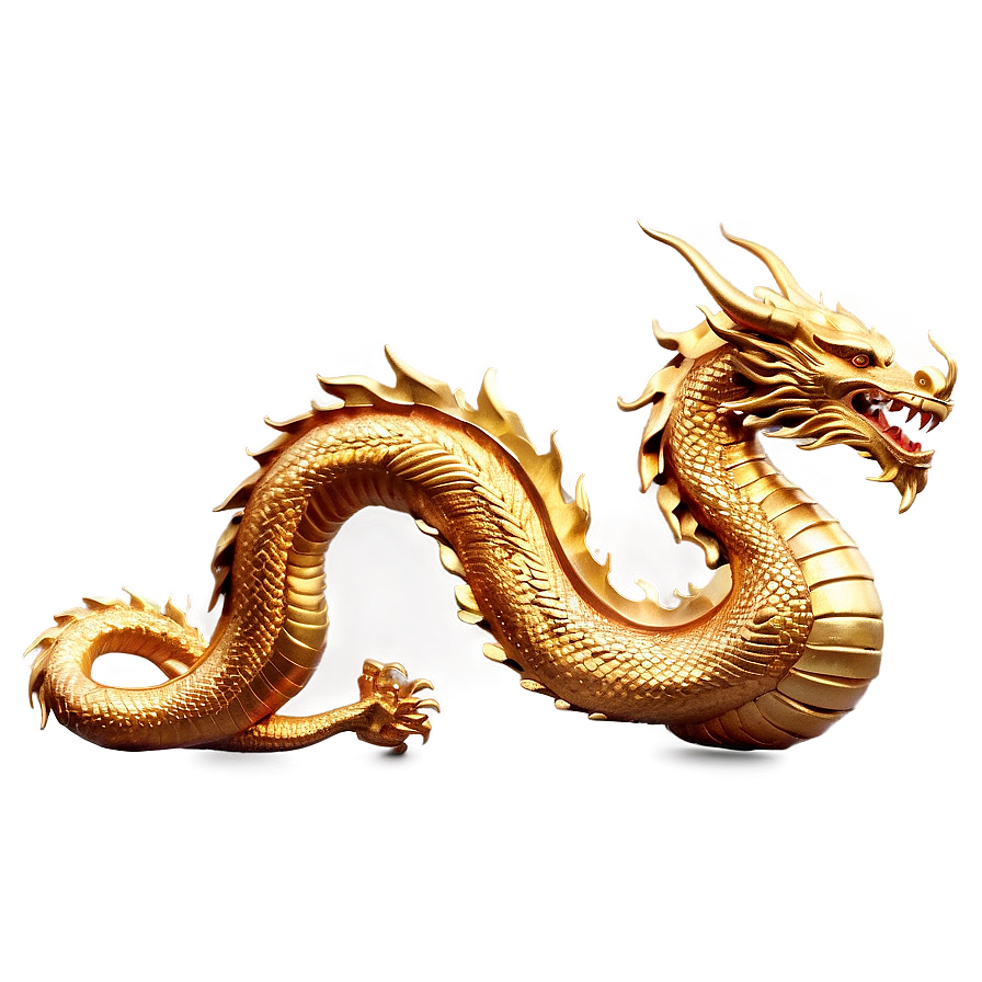 Golden Dragon Statue Png Bcu57 PNG