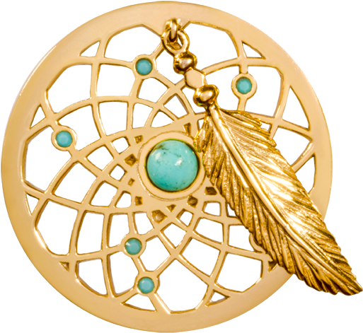 Golden Dreamcatcher Pendant PNG