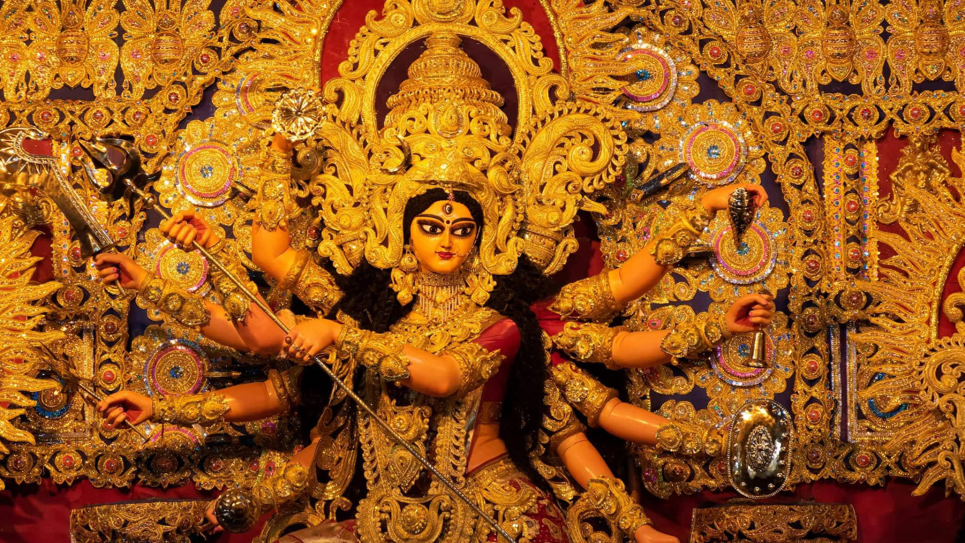 Golden Durga Mata Hd Wallpaper