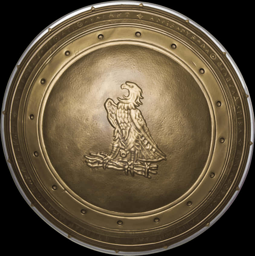 Golden Eagle Embossed Shield PNG