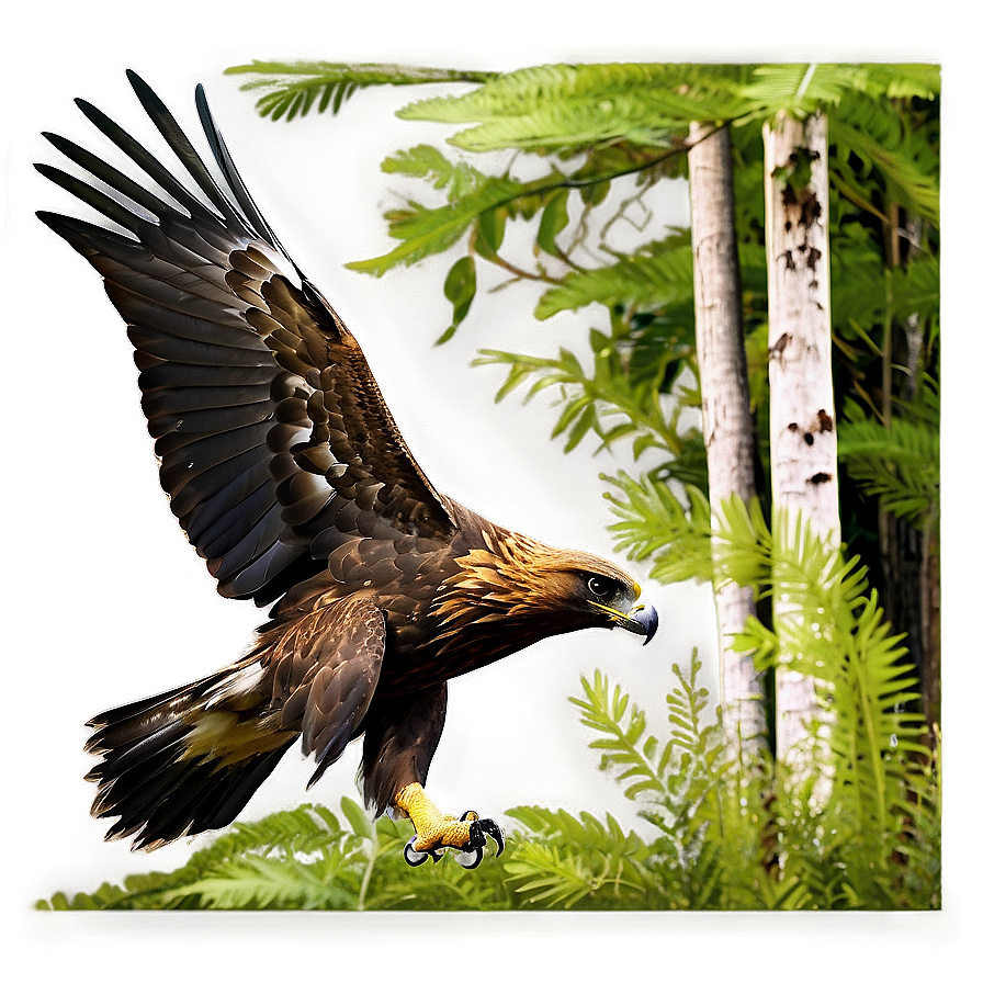 Golden Eagle In Forest Setting Png 06202024 PNG