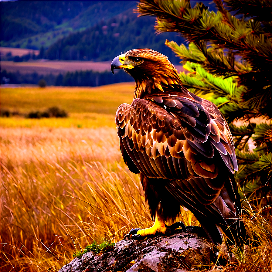 Golden Eagle In Rustic Landscape Png 67 PNG