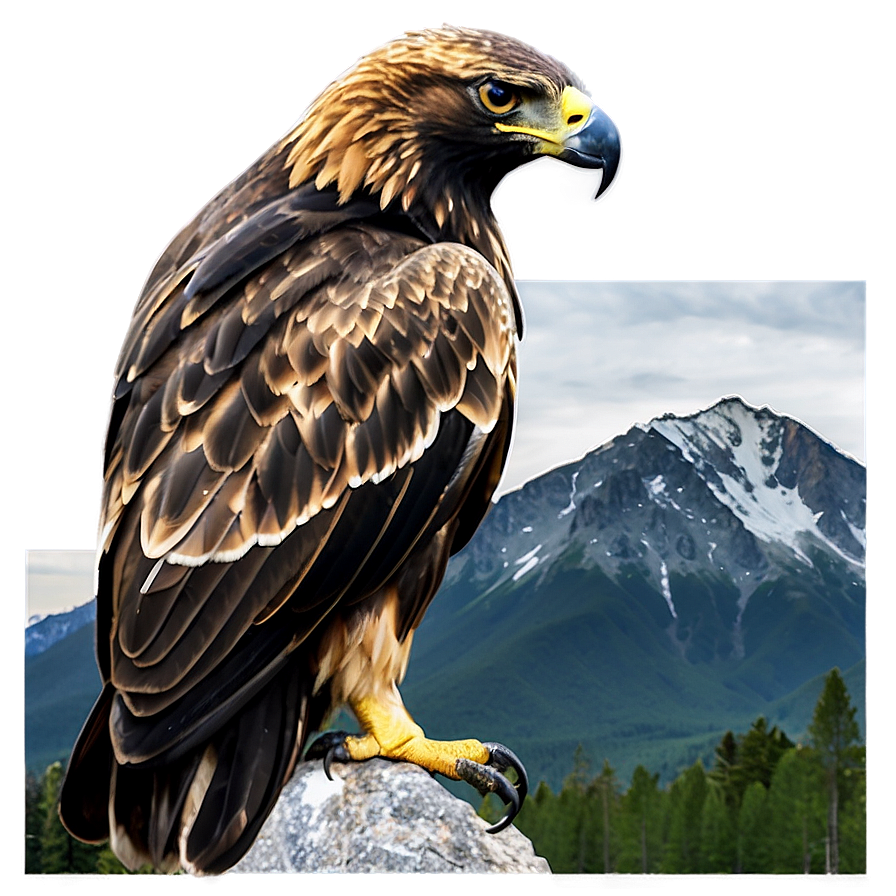 Golden Eagle With Mountain Backdrop Png 06202024 PNG