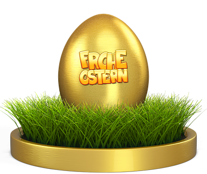 Golden Easter Eggon Grass Pedestal PNG
