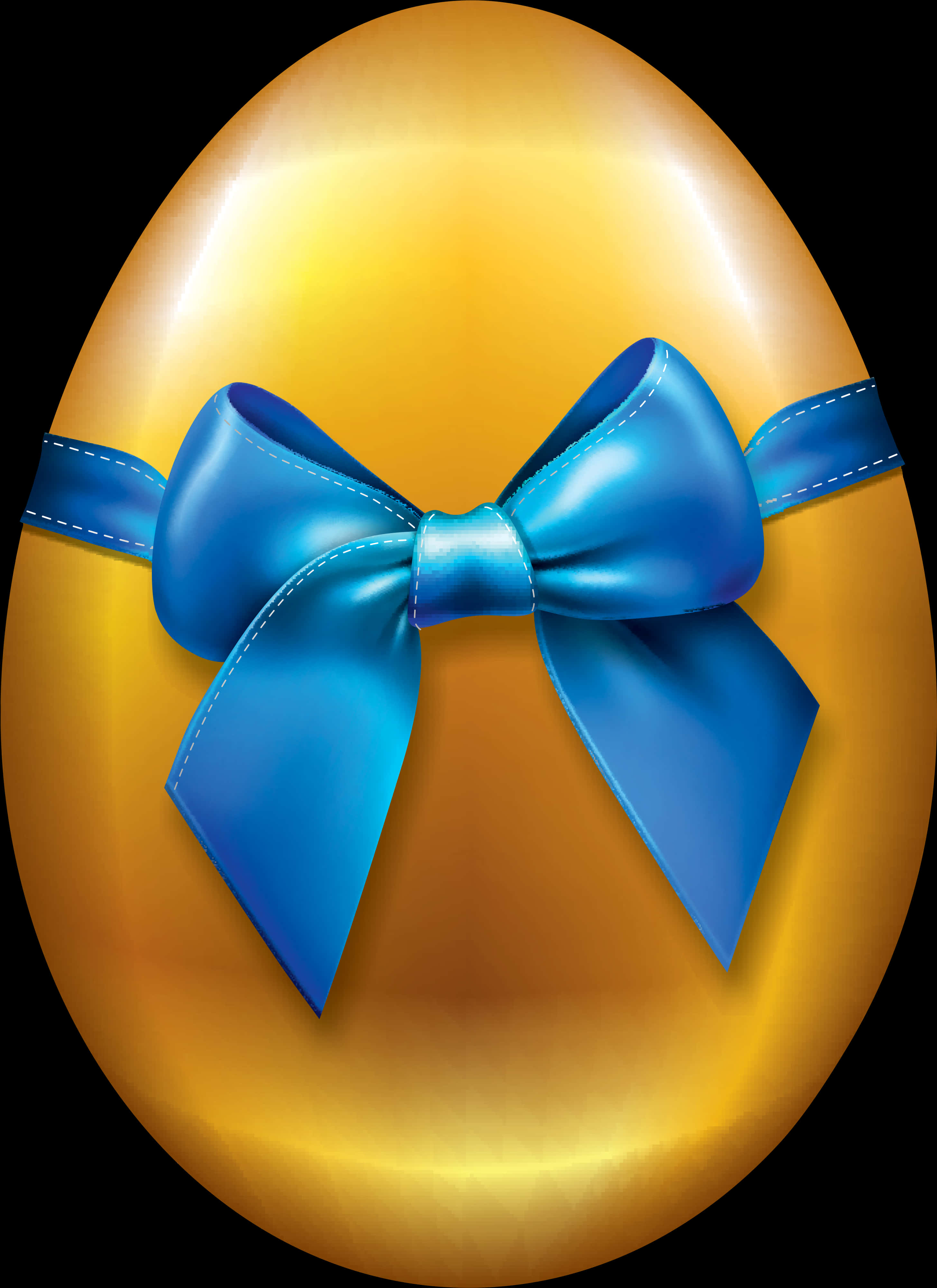 Golden Easter Eggwith Blue Ribbon PNG