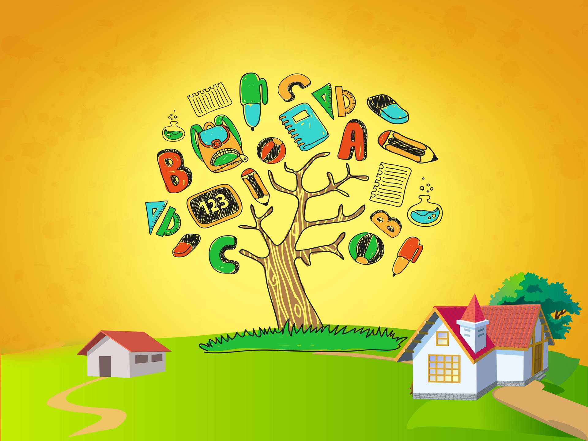 Golden Educational Tree Background