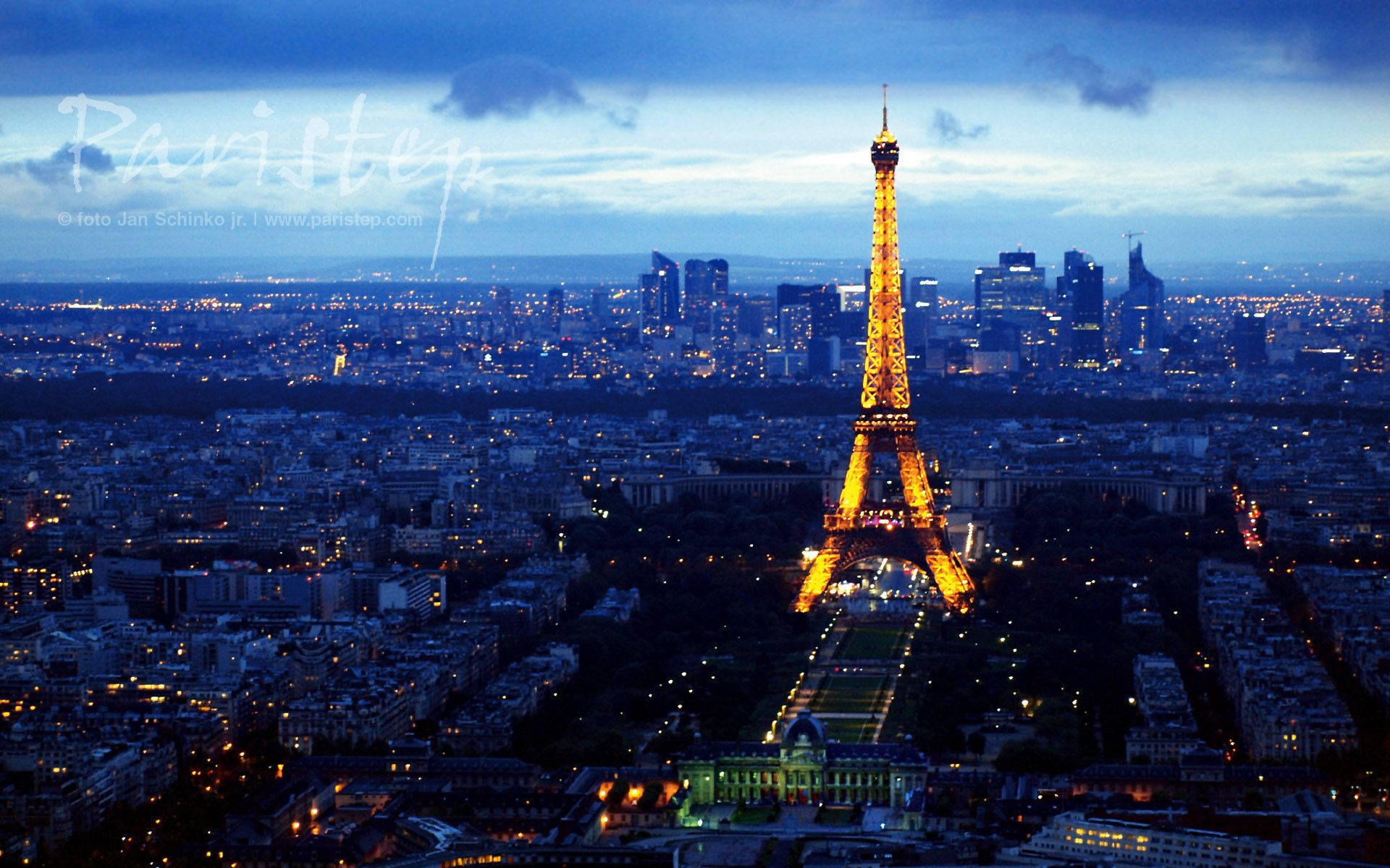 Golden Eiffel Tower Blue Paris Wallpaper