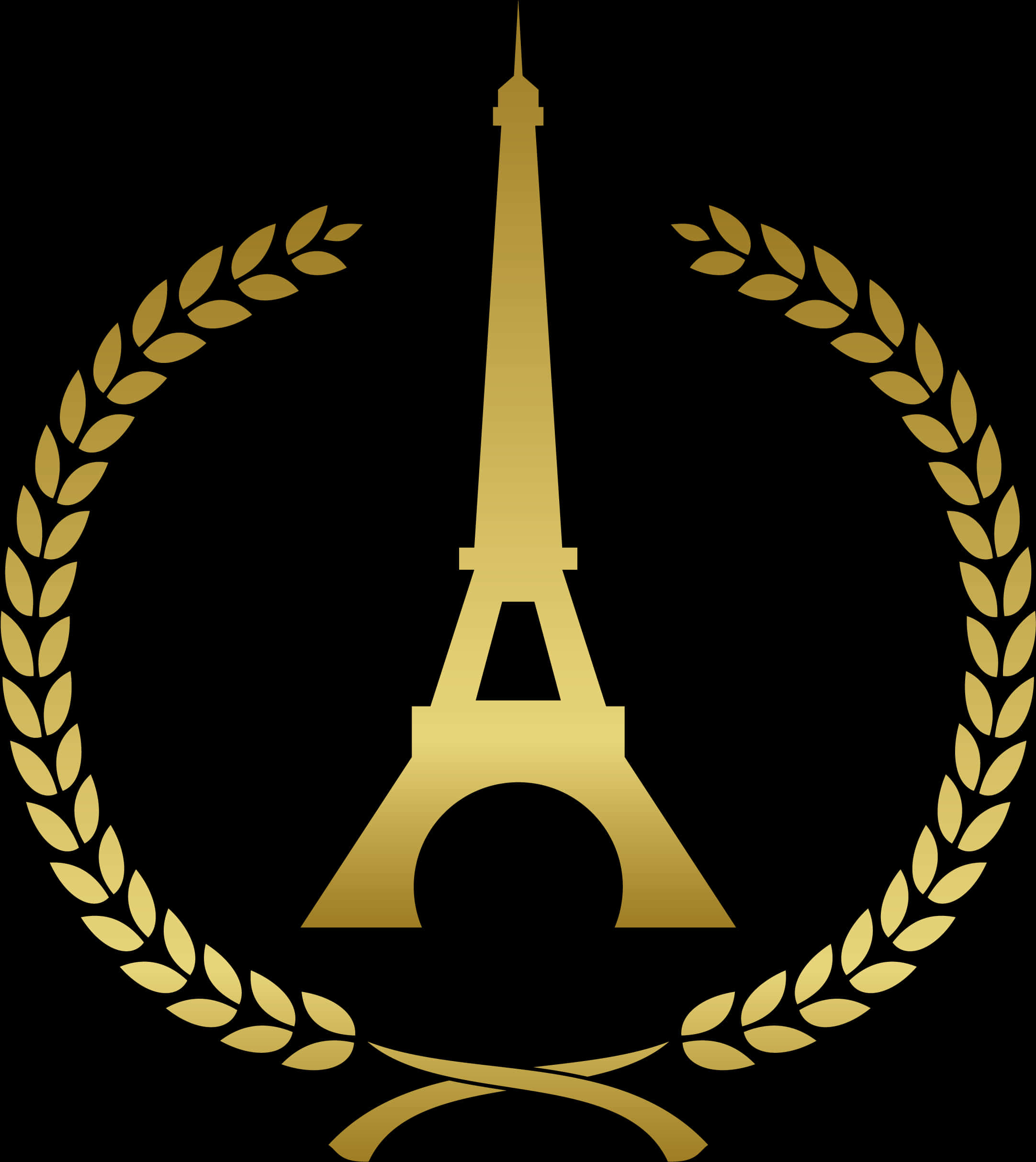 Golden Eiffel Tower Emblem PNG
