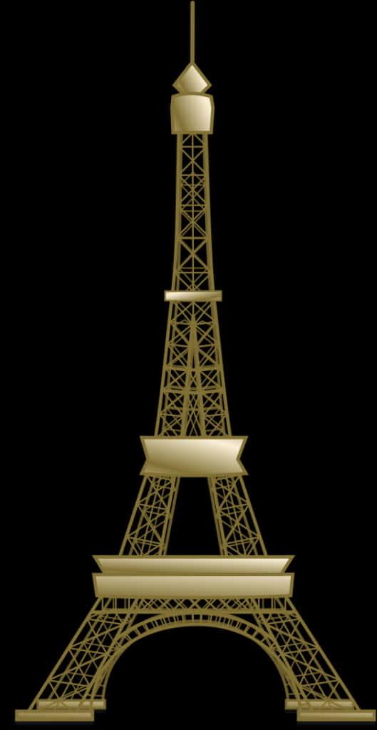Golden Eiffel Tower Graphic PNG