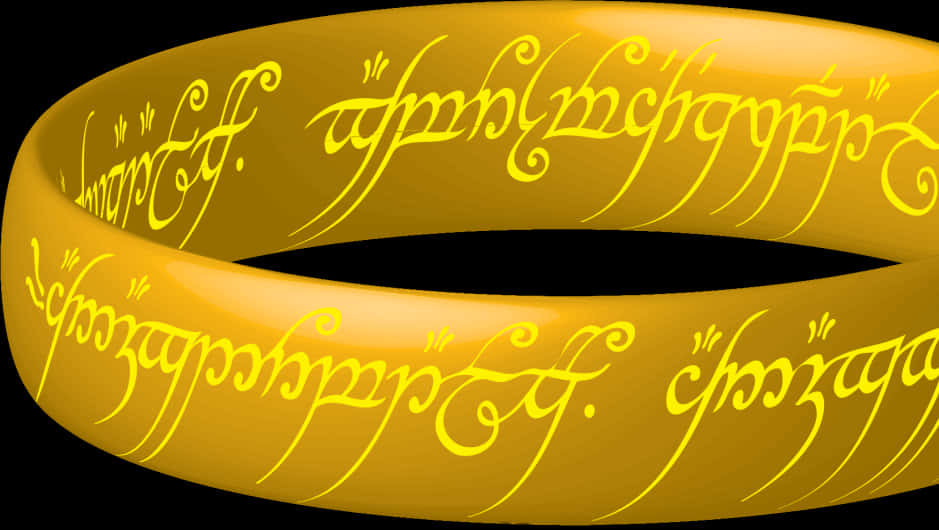 Golden Elvish Script Ring PNG