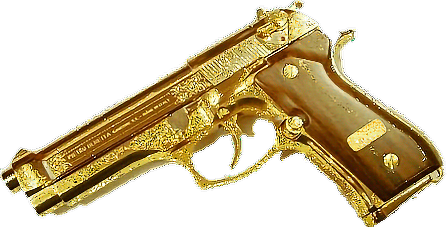 Golden Engraved Pistol PNG