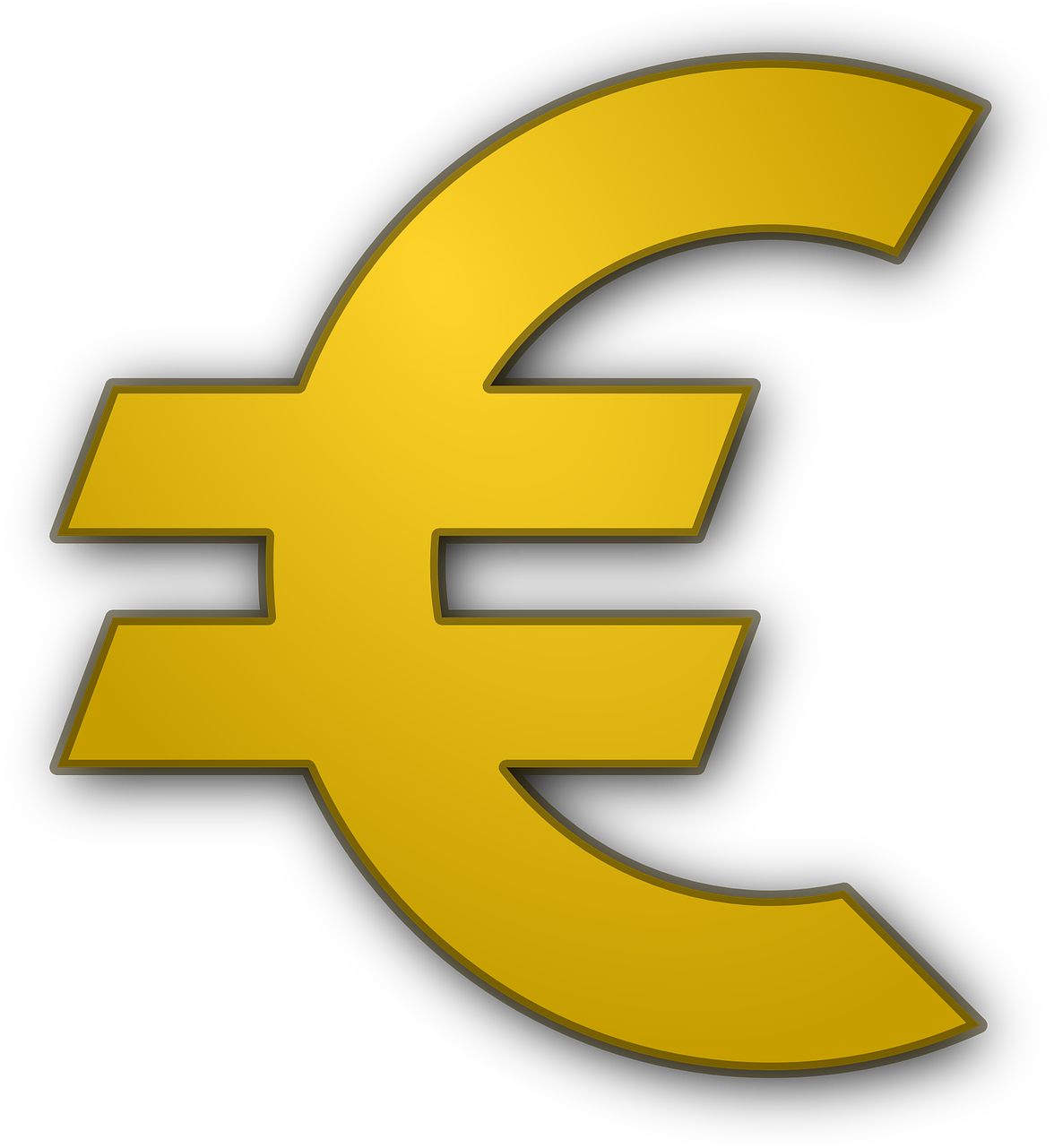 Golden Euro Sign Graphic PNG