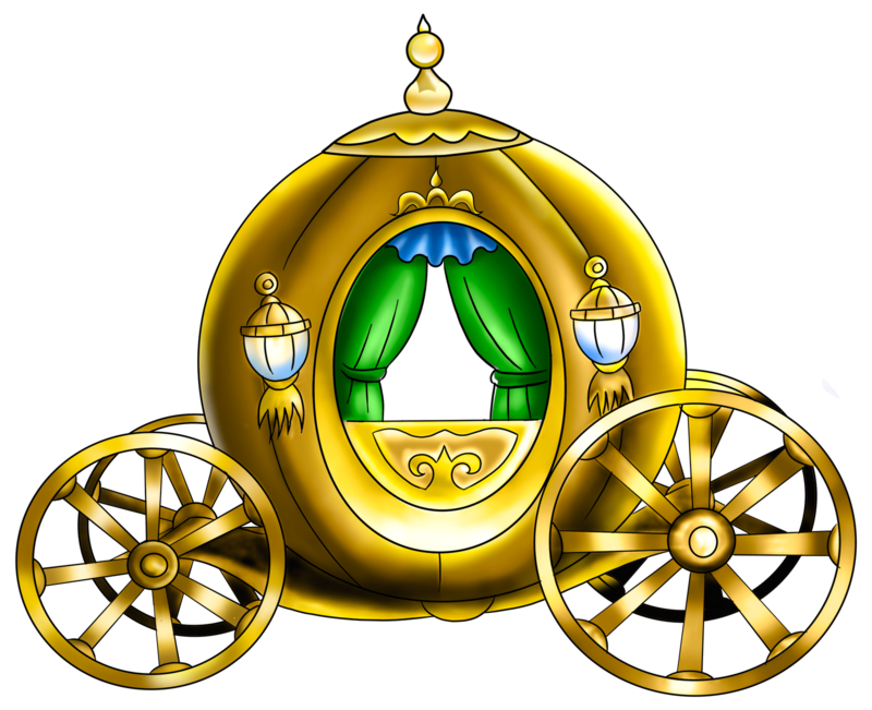 Golden Fairytale Carriage Illustration PNG