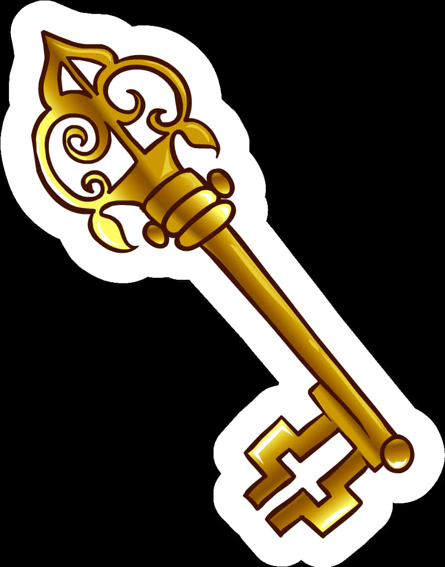 Golden Fantasy Key Sticker PNG