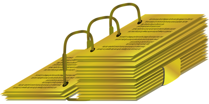 Golden File Folders Stacked PNG