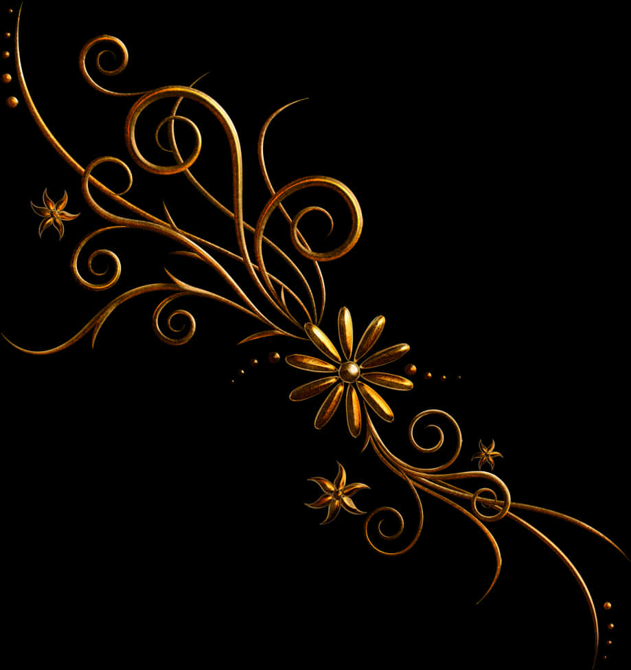 Golden_ Floral_ Artwork PNG