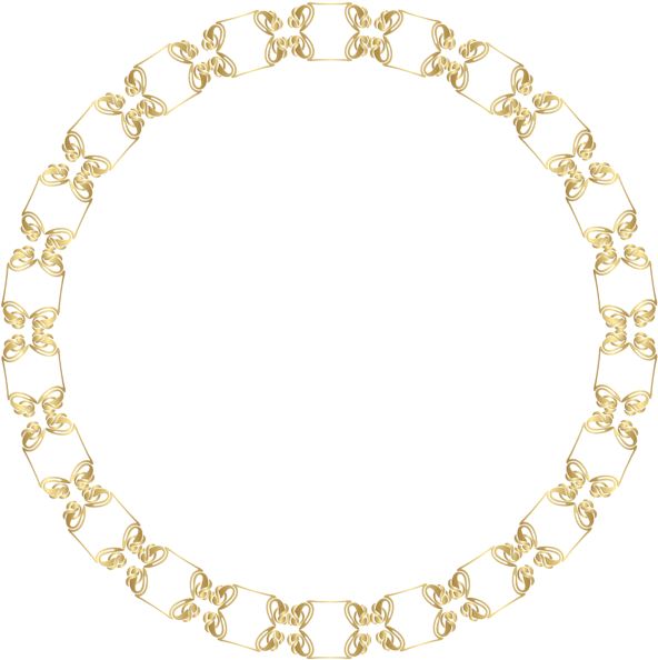 Golden Floral Circle Frame PNG