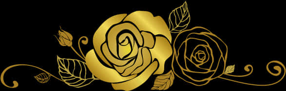 Golden Floral Design Banner PNG