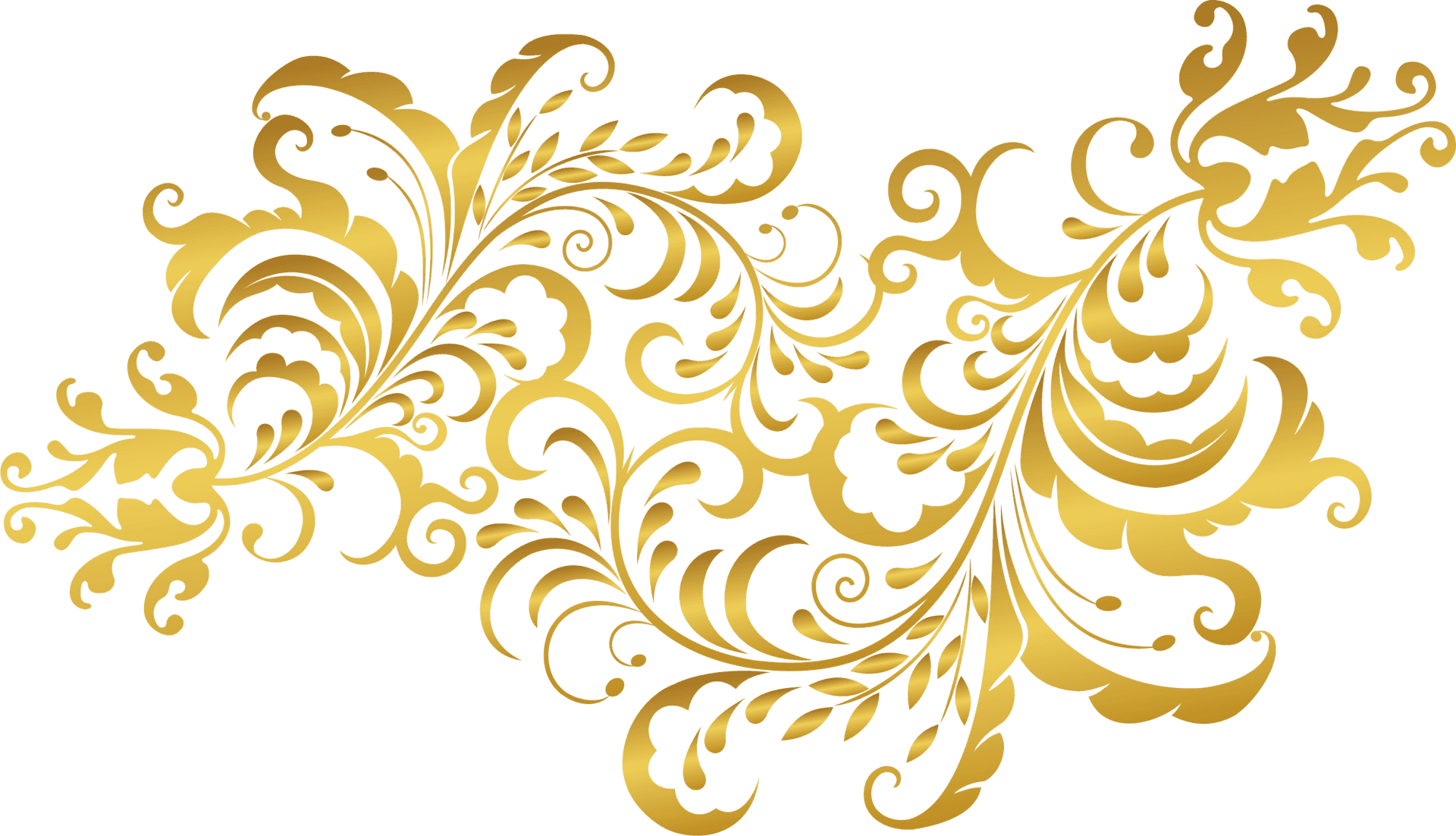 Golden Floral Designon Teal Background PNG