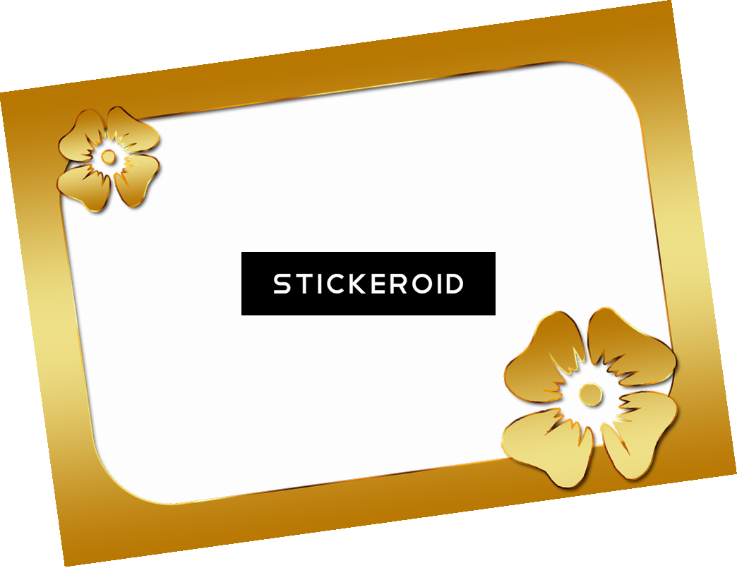 Golden Floral Frame Design PNG