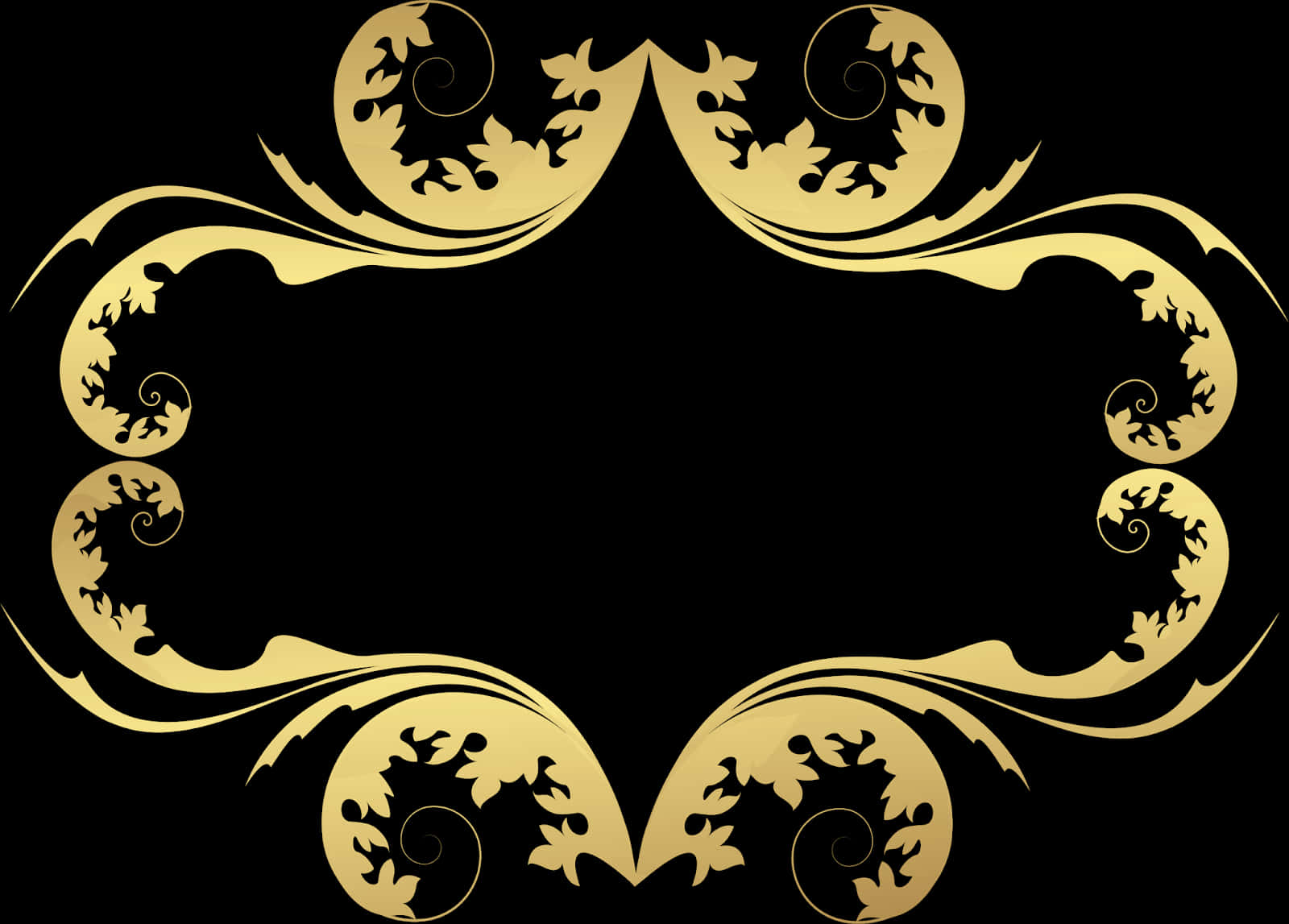 Golden Floral Frame Design PNG