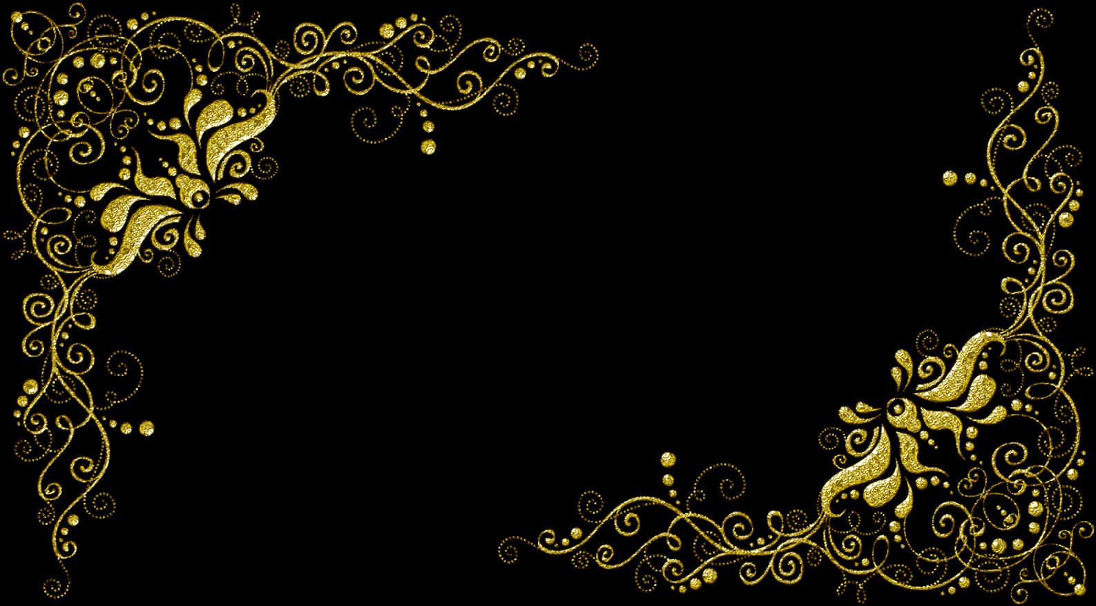 Golden Floral Frame Design PNG